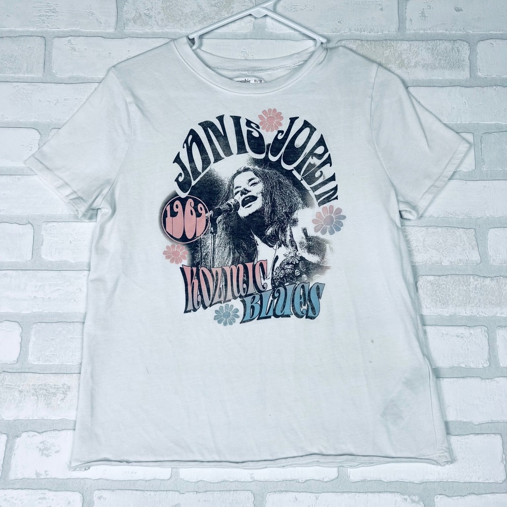 Abercrombie Kids Janis Joplin 1969 Kozmic Blues Graphic Tee White Size 11/12